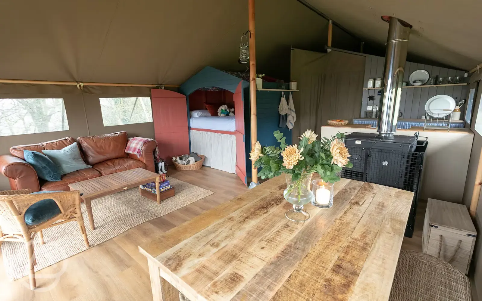 Safari tent lounge area