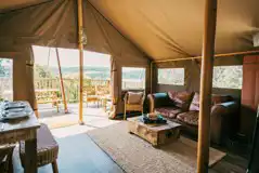 Safari tent lounge area