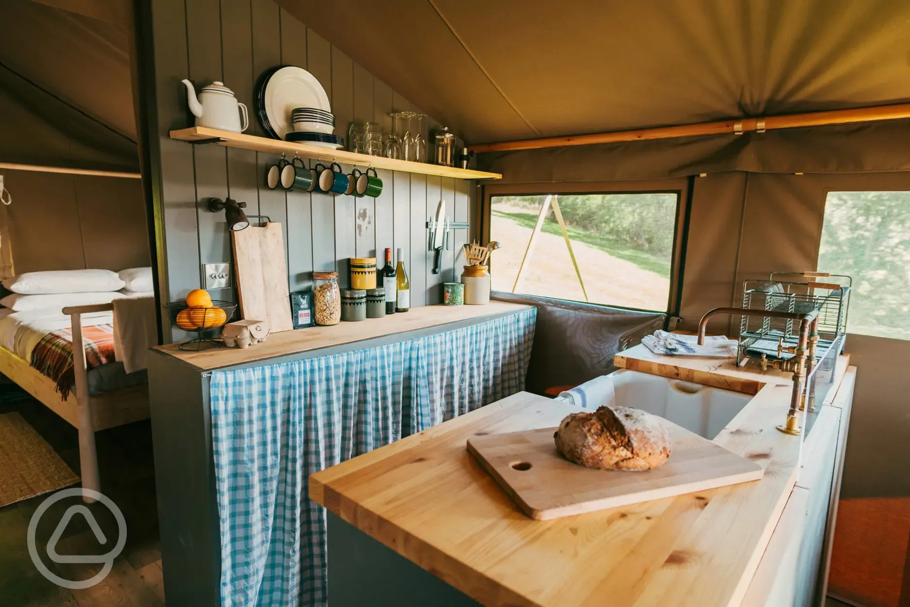 Safari tent kitchen