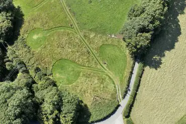 Aerial of the mown camping pitches