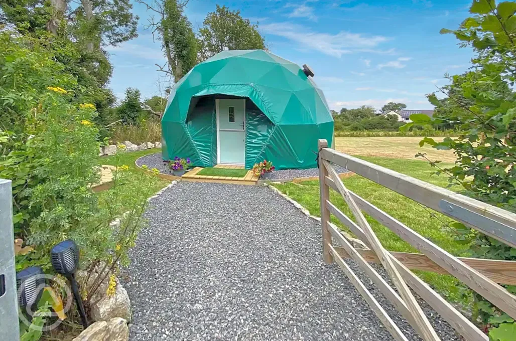 Geodesic dome with hot tub