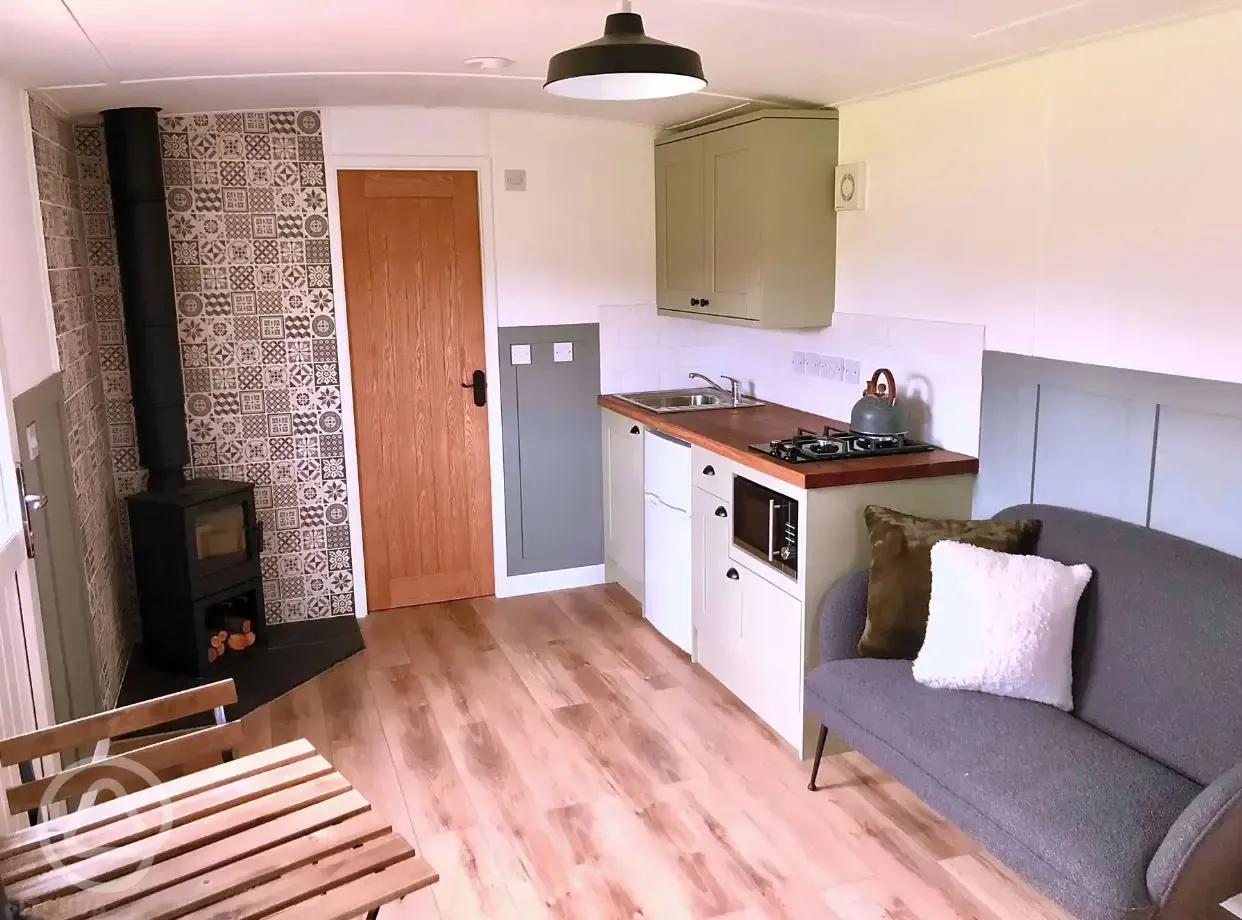 Roseberry shepherd's hut interior