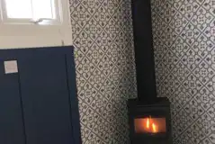 Rosemary shepherd's hut fireplace