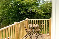 Rosewood shepherd's hut decking