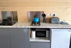 Glamping pod kitchen