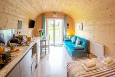 Awel-Deg glamping pod double bed, double sofa bed, kitchenette and dining area Awel-Deg glamping pod double bed, double sofa bed, kitchenette and dining area