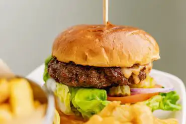 Food at the onsite pub at Between Rivers Camping