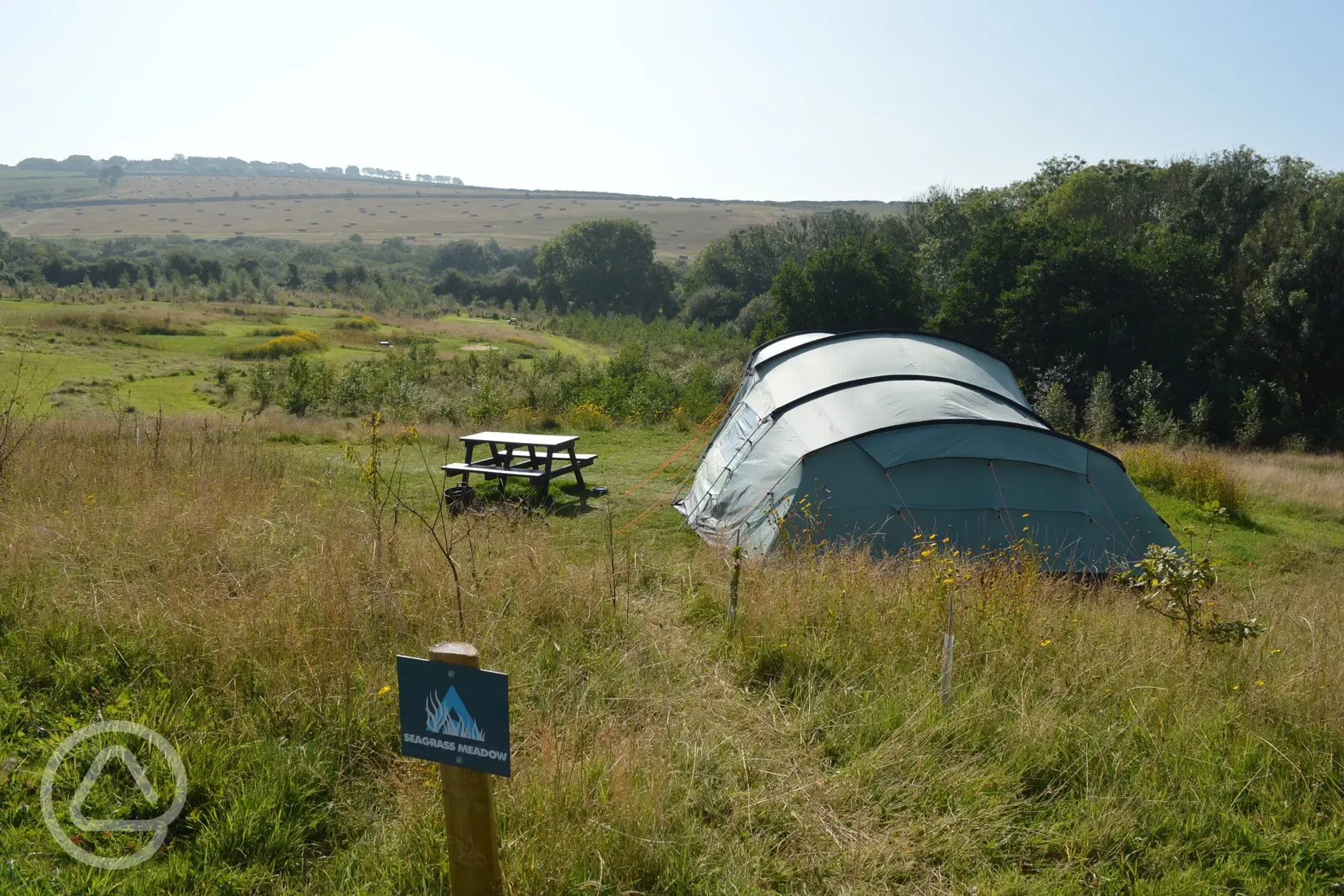 Non electric grass tent pitch with countryside views