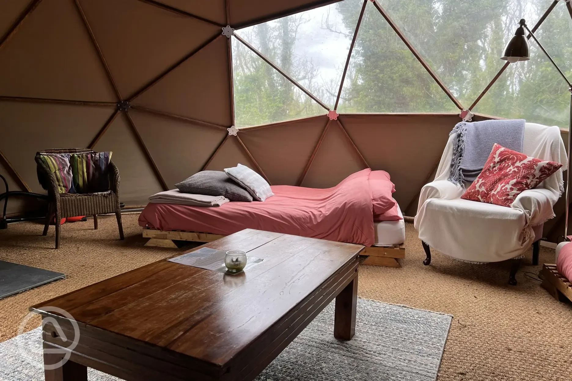 Geodesic dome interior