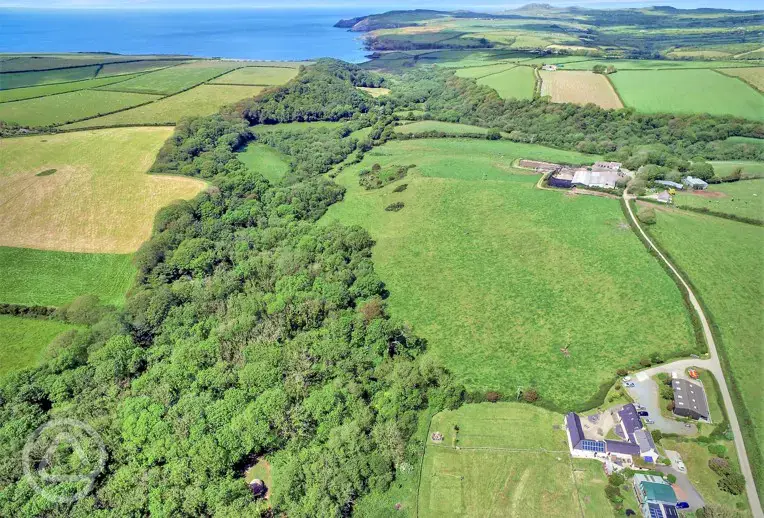 Aerial of the campsite by the beach