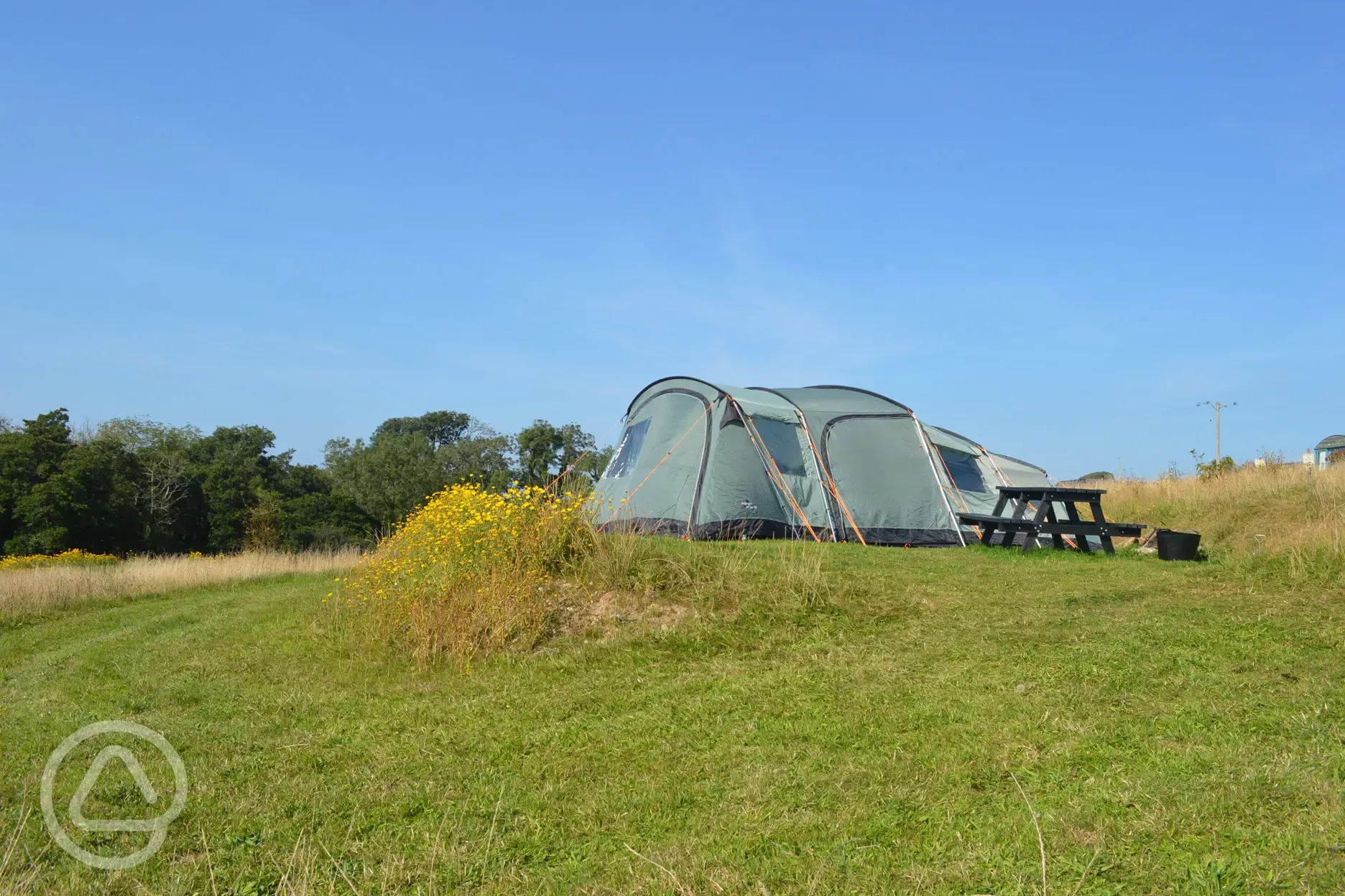 Non electric grass tent pitch