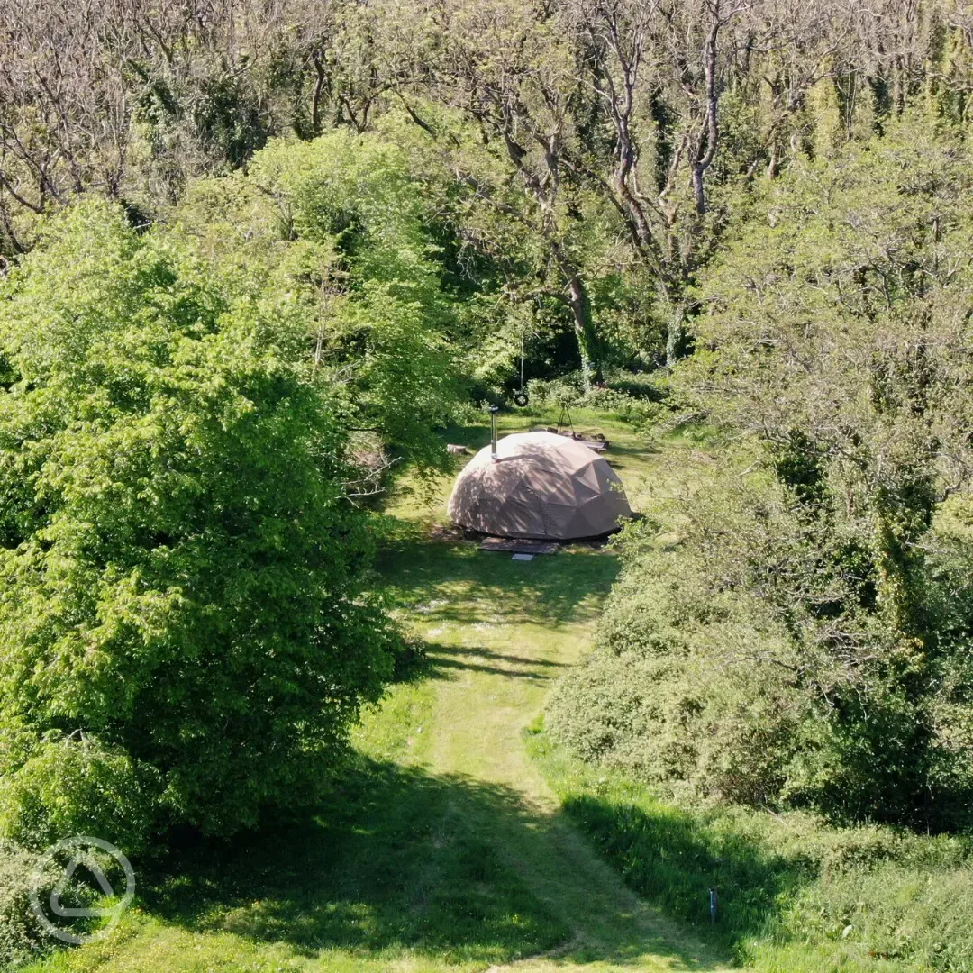Aerial of the geodesic dome