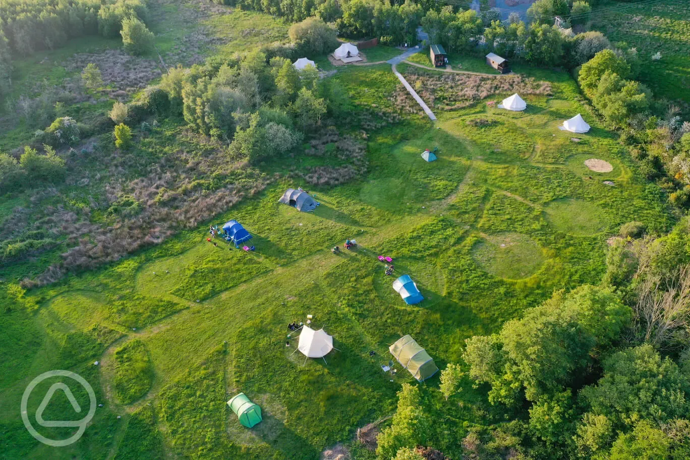 Aerial view of the campsite