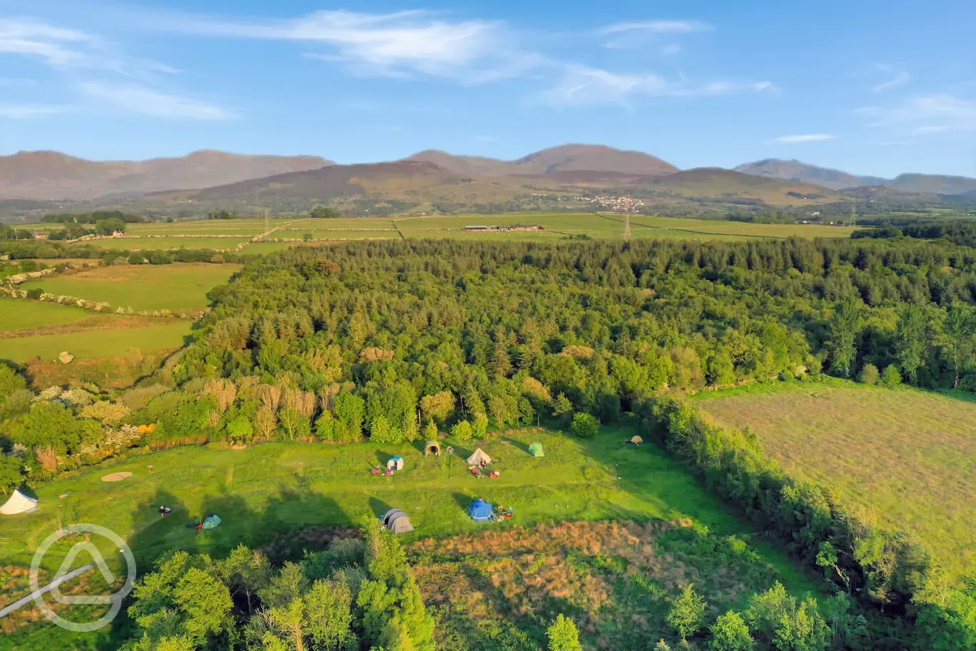 Aerial view of the campsite