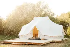 Gwenllian Emperor bell tent with a deck area Gwenllian Emperor bell tent with a deck area