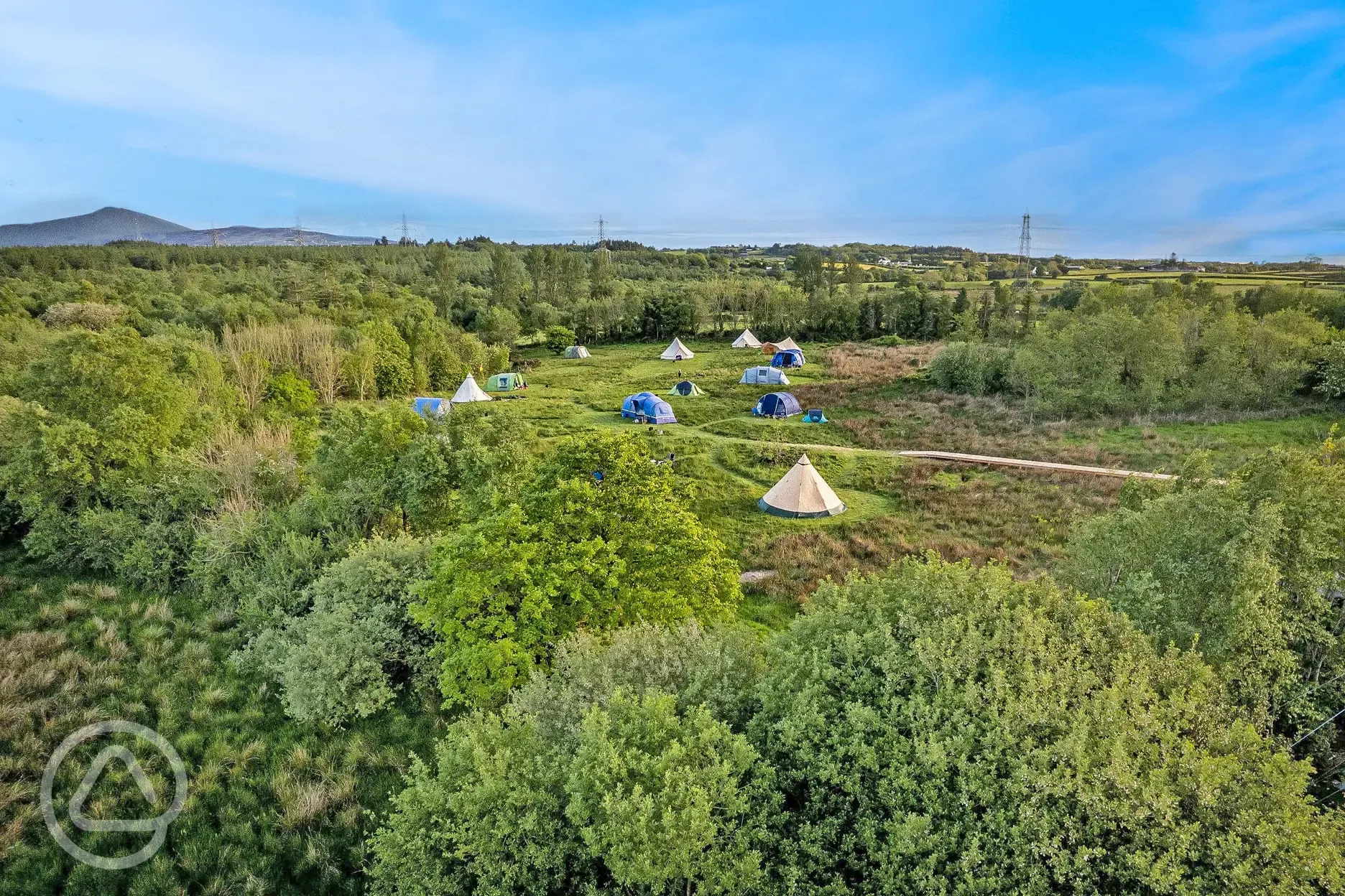 Aerial view of the campsite