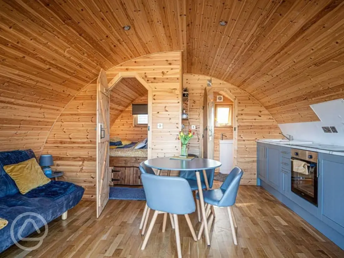 Glamping cabin interior