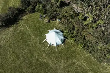 Aerial of Baby Belle at Wheal Busy Holidays