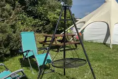Baby Belle sun loungers and fire pit BBQ