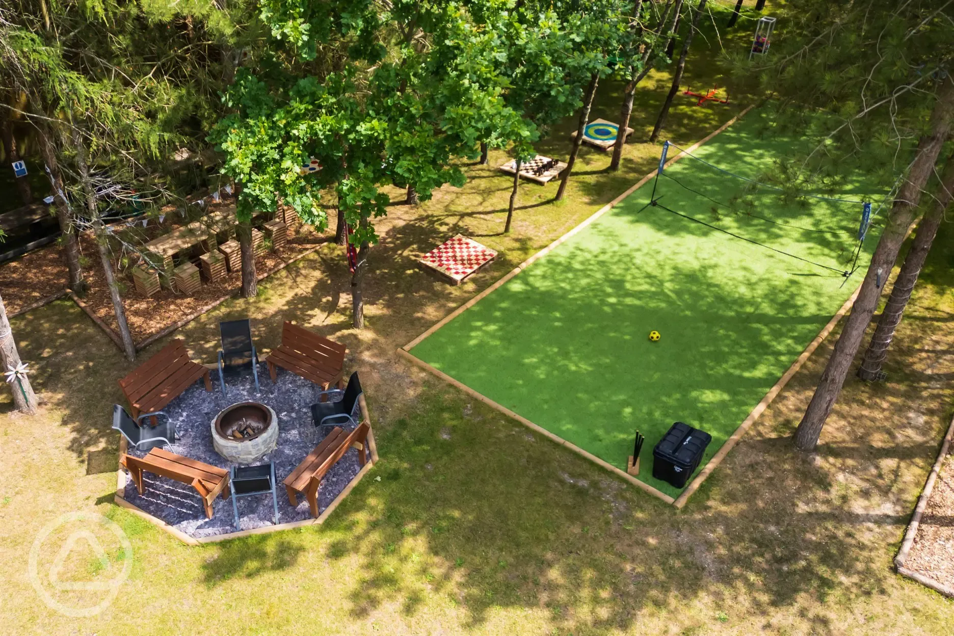 Outdoor fire pit and games