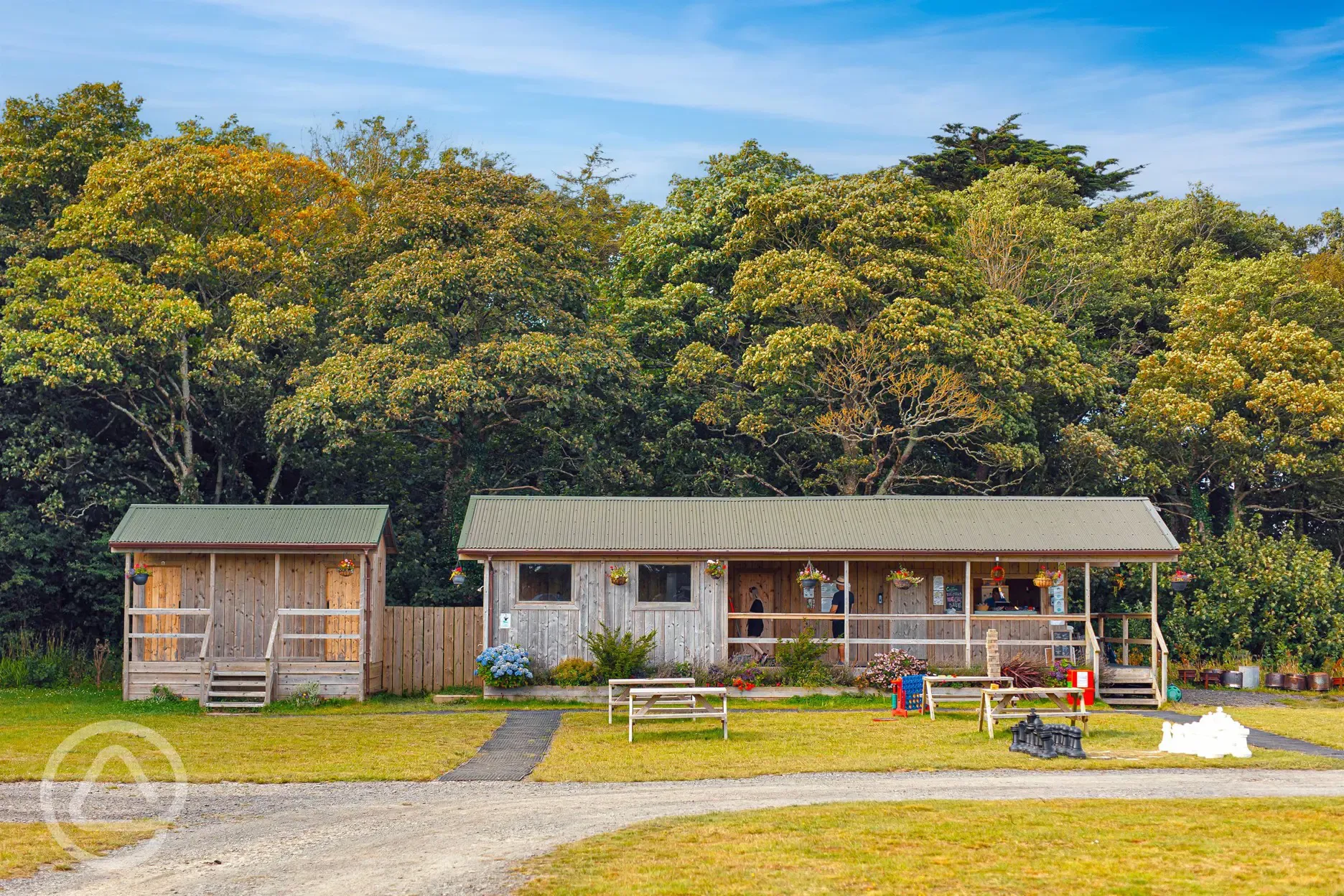 Onsite toilets, showers and café