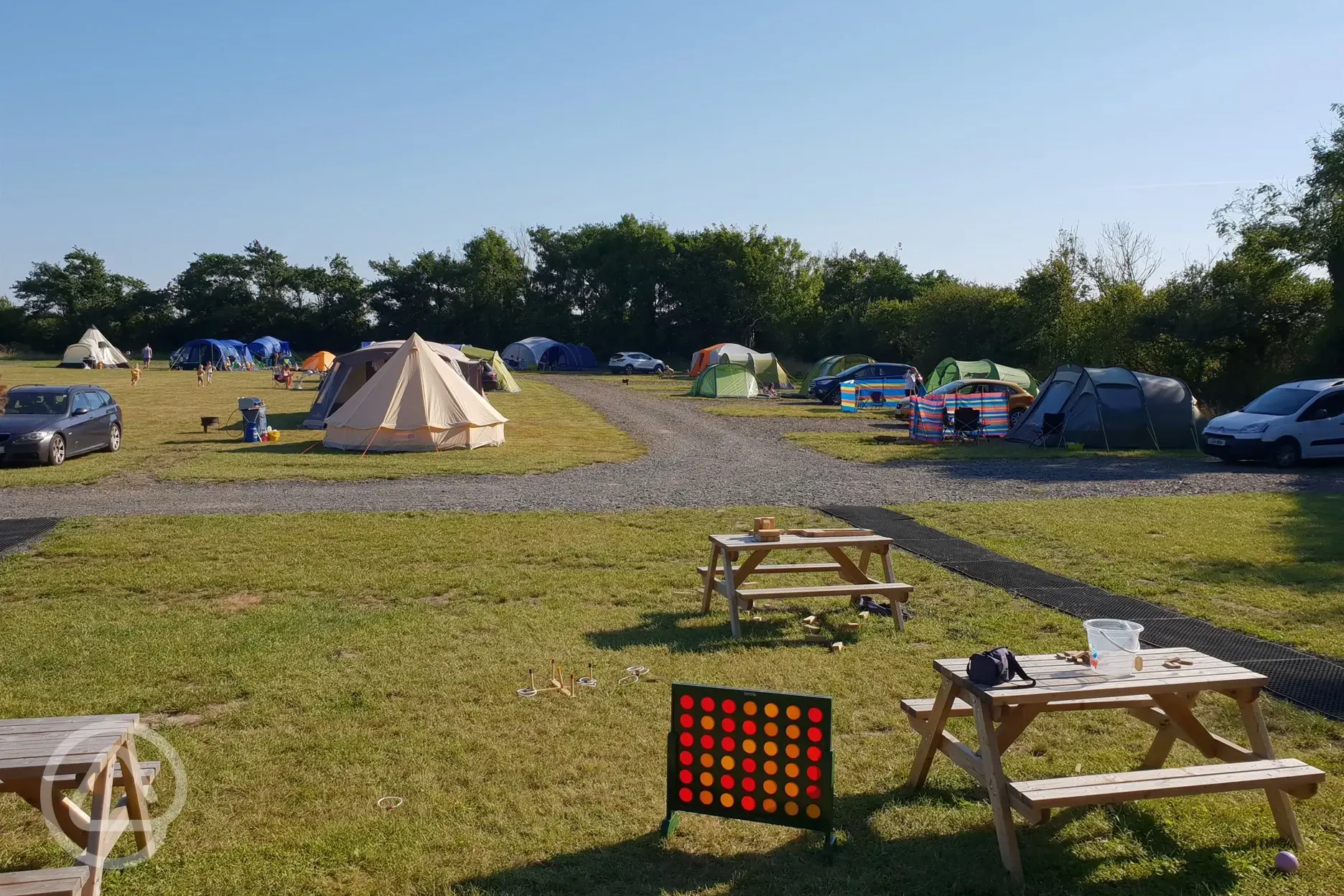 Non electric grass tent pitches and games area