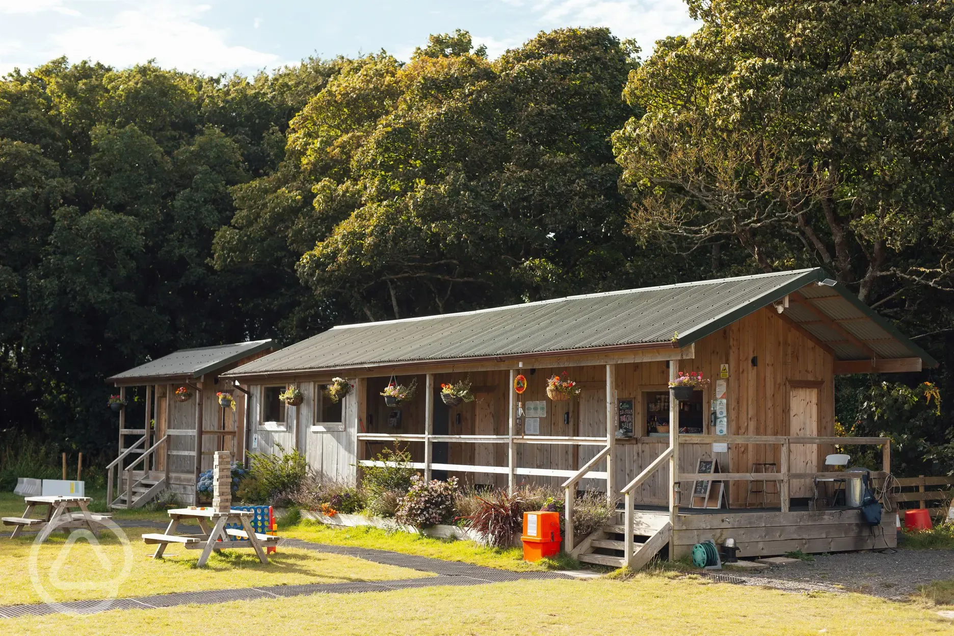 Onsite toilets, showers and café