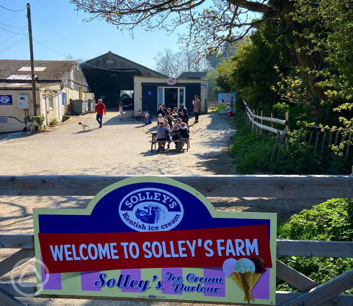 Onsite ice cream parlour exterior with outdoor seating