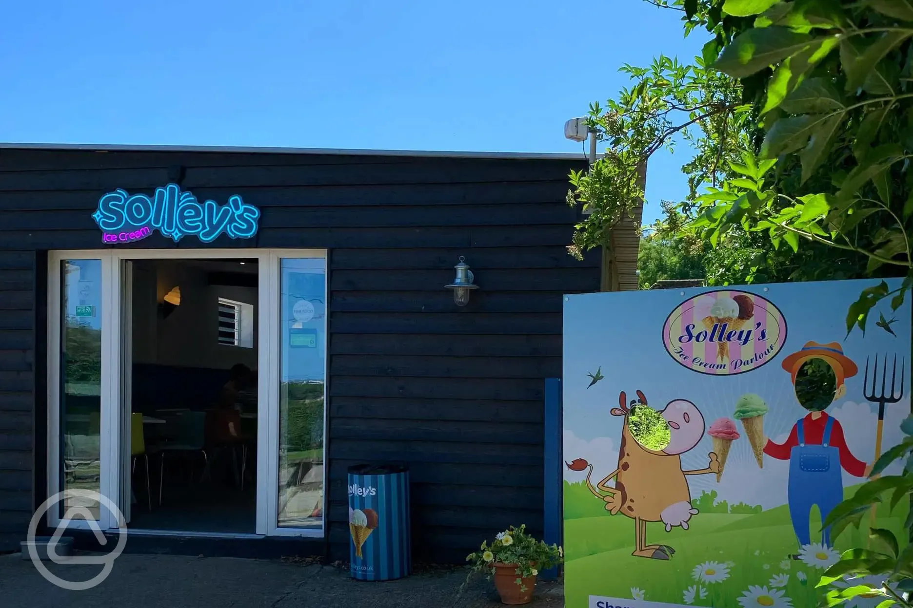 Ice cream parlour exterior, just a short walk from the pitches