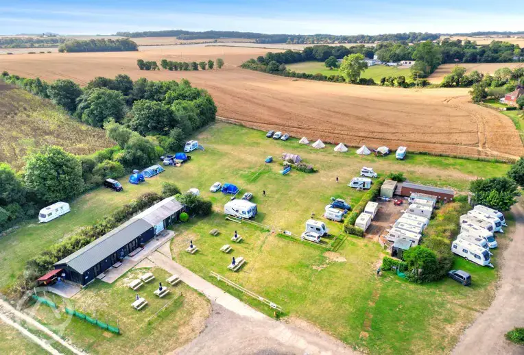 Aerial of Solley's Ice Cream Campsite and surrounding fields