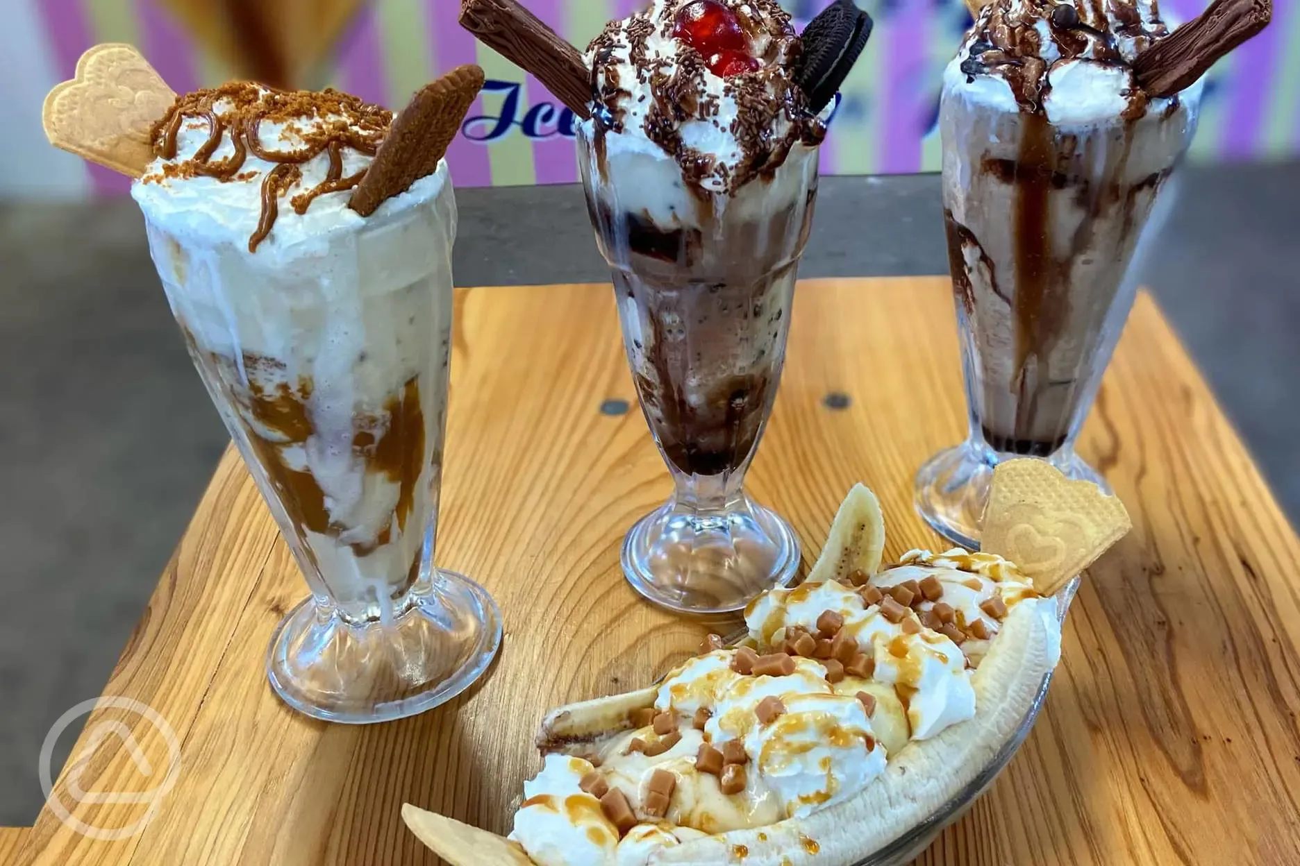 Ice cream sundaes from Solley's Ice Cream Parlour