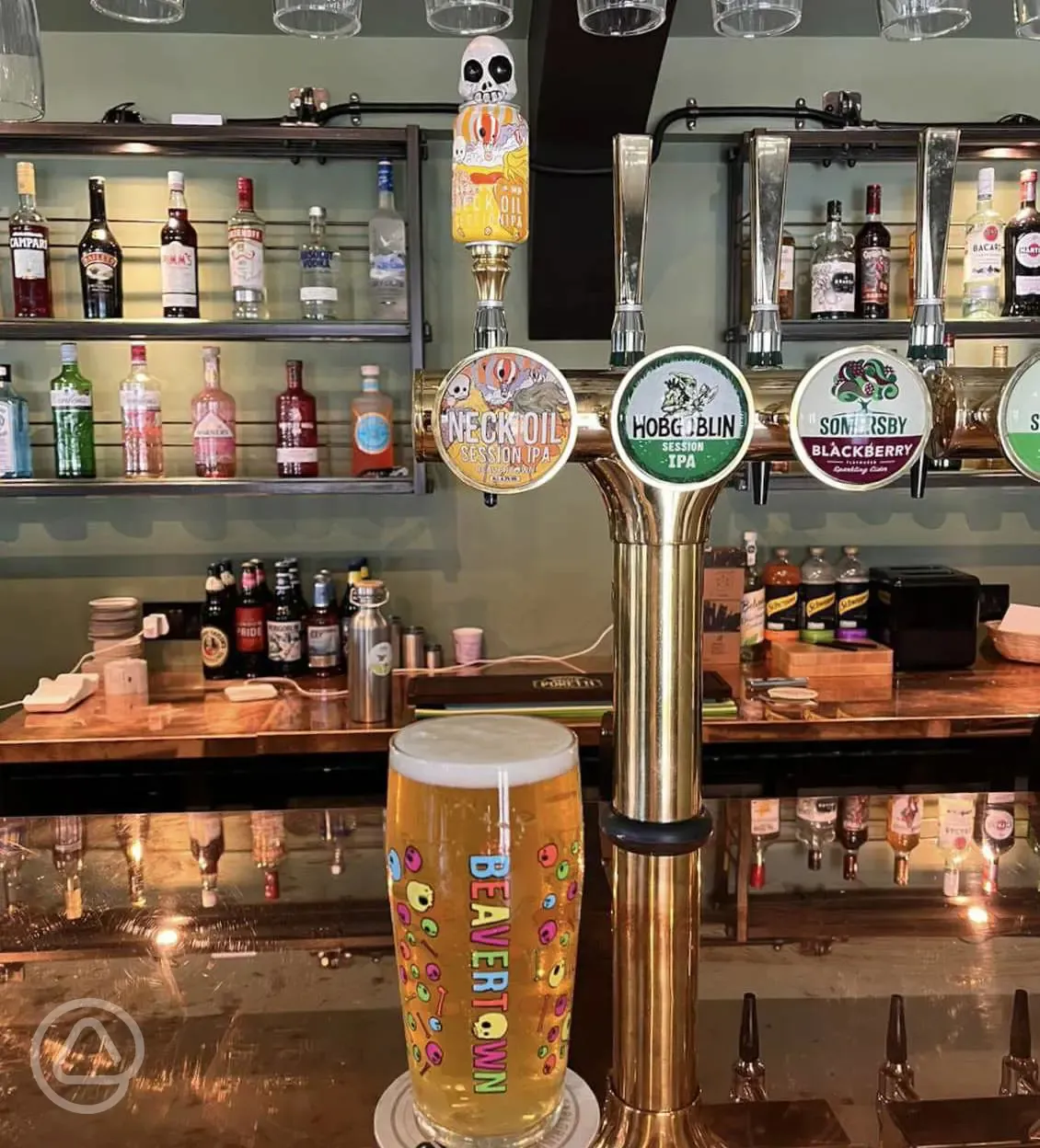 The Pub at Solley's bar area, serving a range of alcoholic and soft drinks