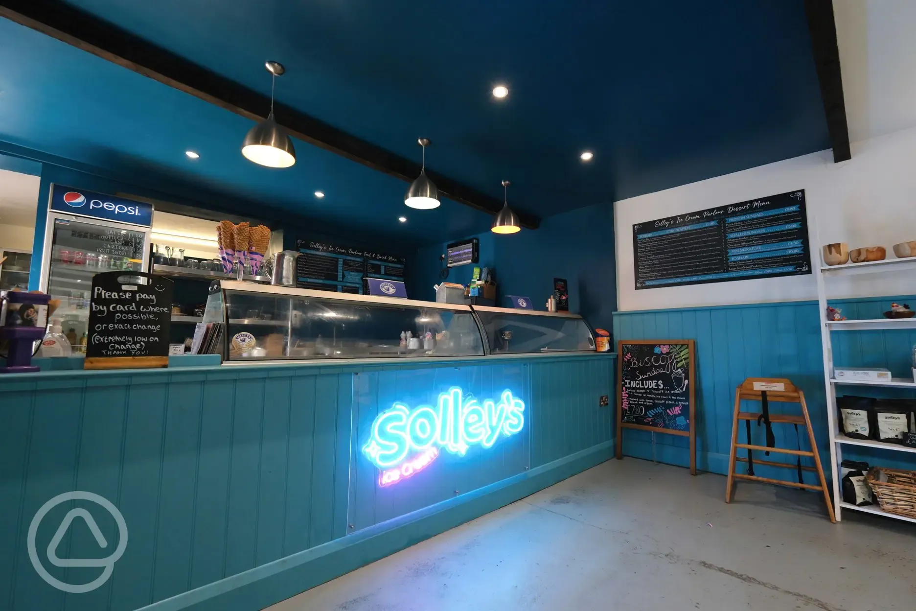 Ice cream parlour interior, open daily from 10am until 4pm (closed December-Jan)