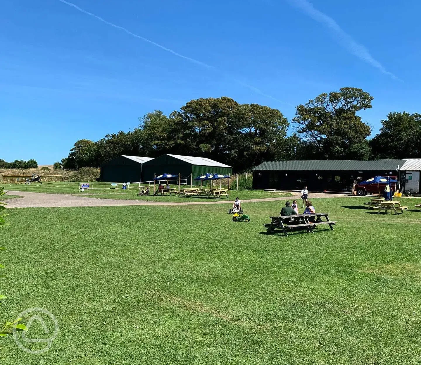Outdoor seating area for The Pub at Solley's on the main field