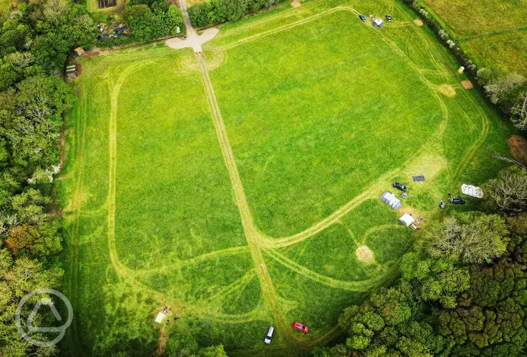 Meadow camping aerial 