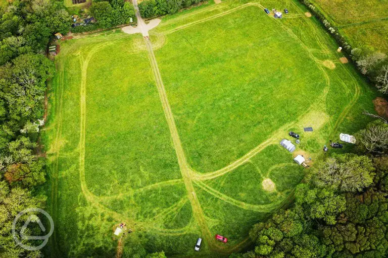 Meadow camping aerial 