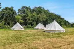 View of the unfurnished bell tents