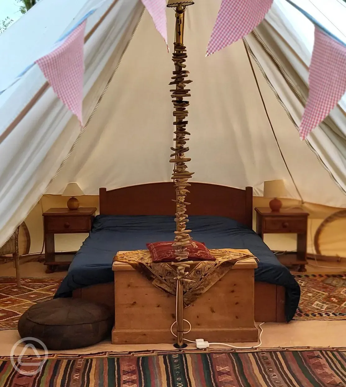 Furnished bell tent (pet friendly) interior