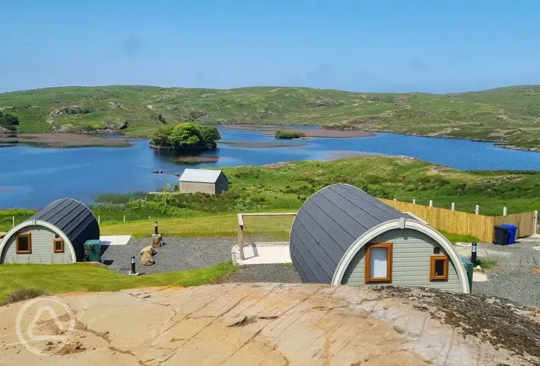 Ensuite glamping pods with lake views