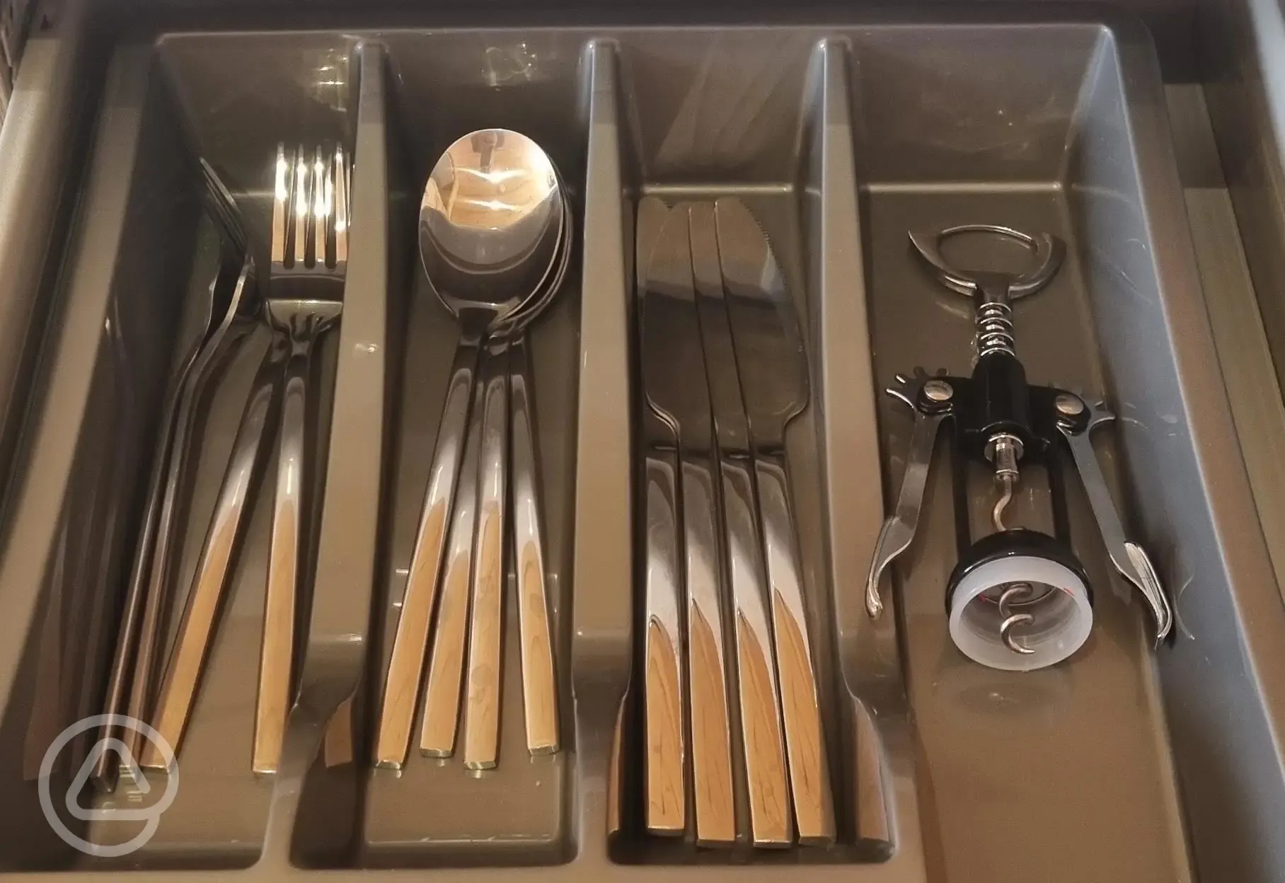 Ensuite glamping pod cutlery drawer