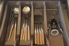 Ensuite glamping pod cutlery drawer