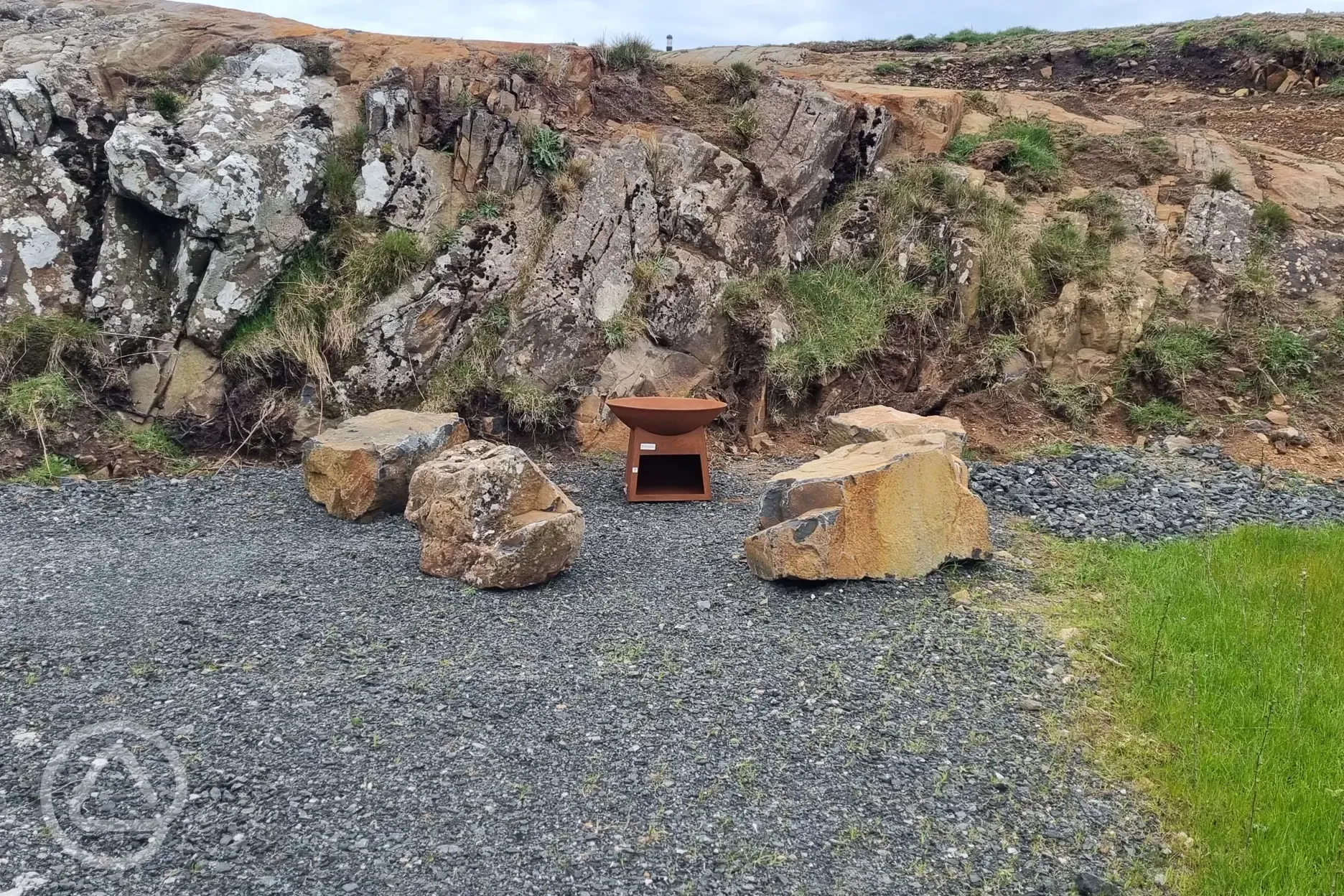 Shared fire pit and BBQ area