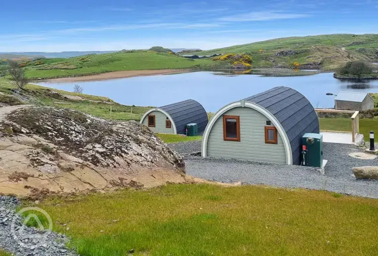 Ensuite glamping pods with lake views