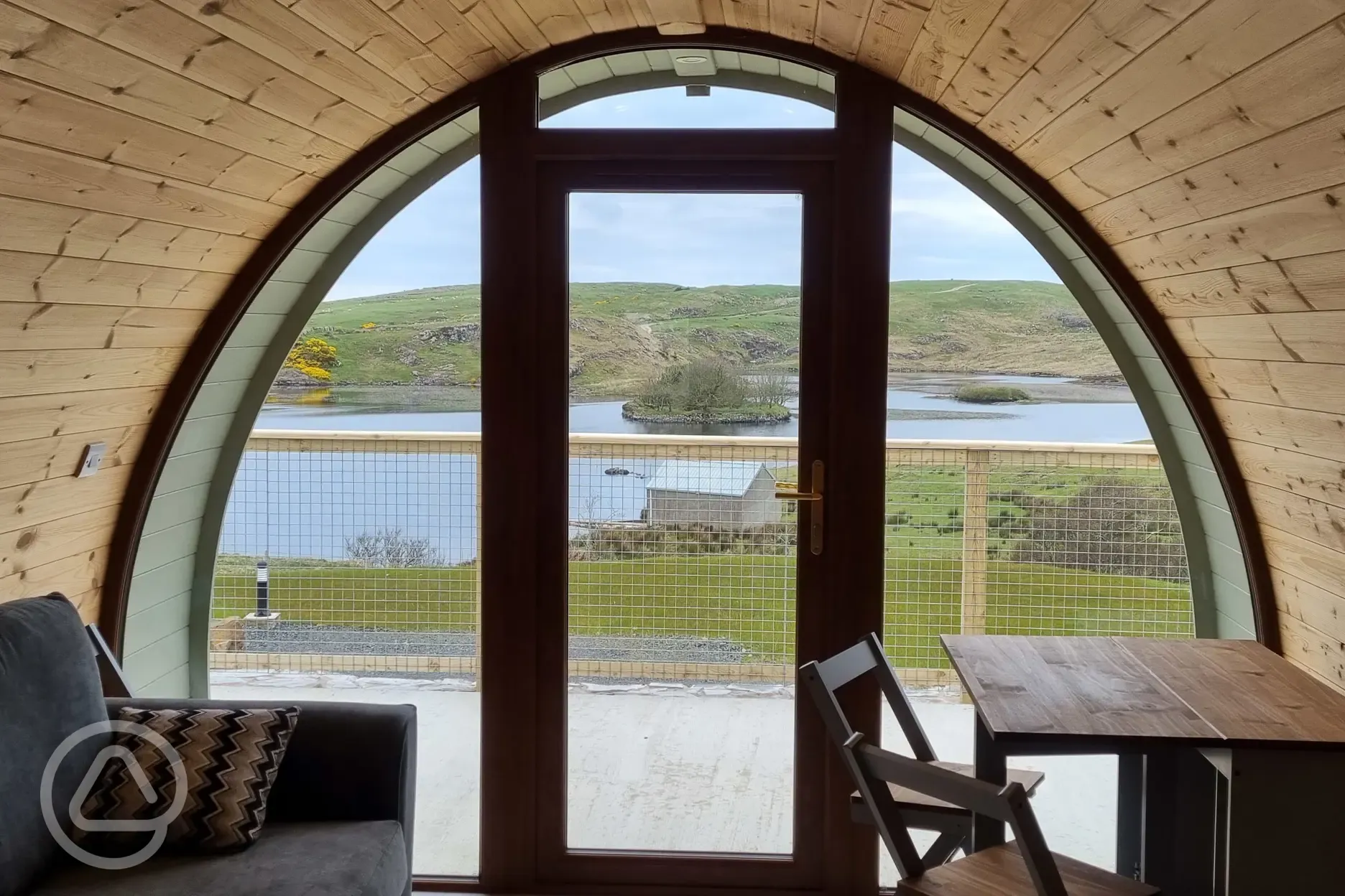 Lake views from the ensuite glamping pod