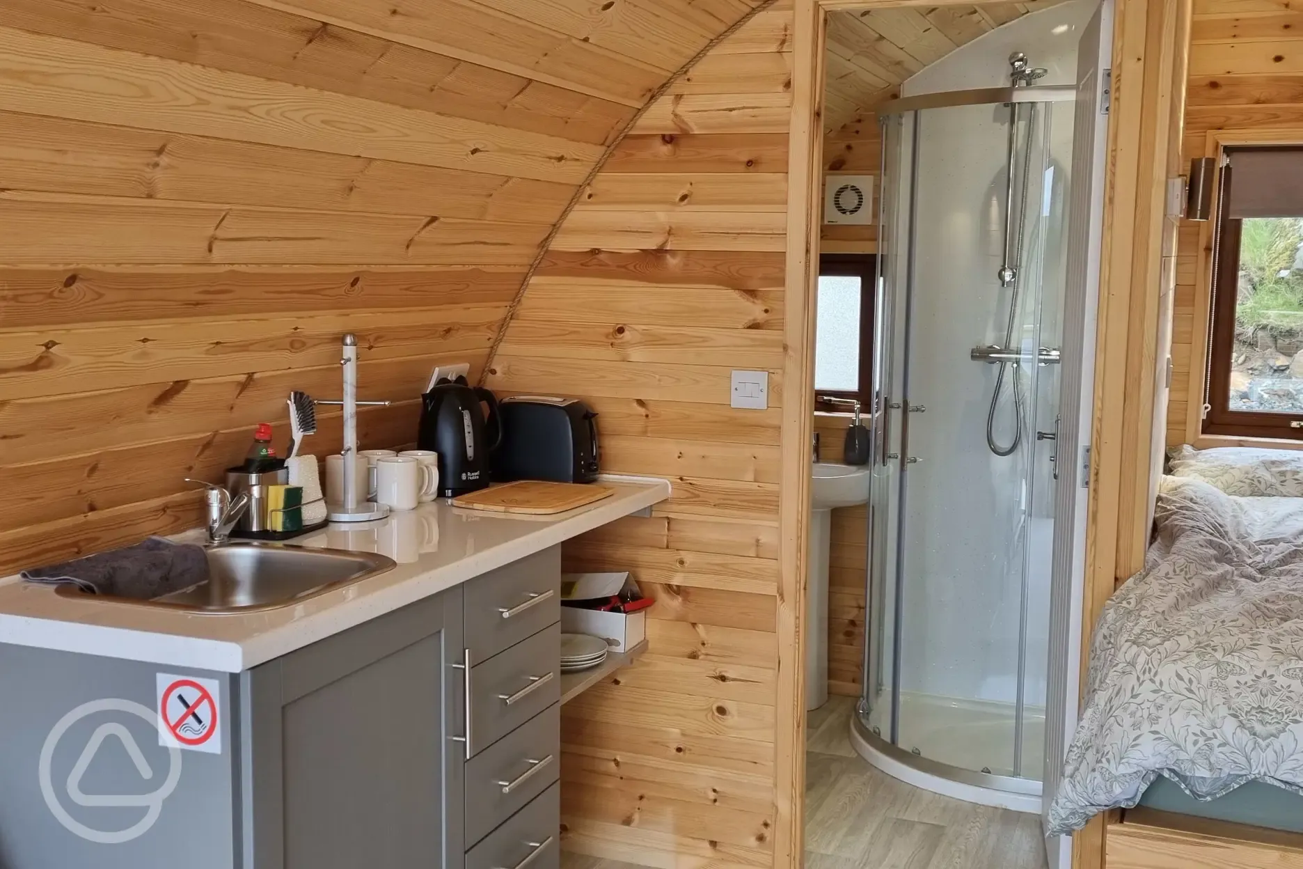 Ensuite glamping pod interior