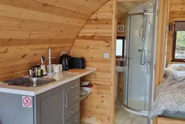 Ensuite glamping pod interior