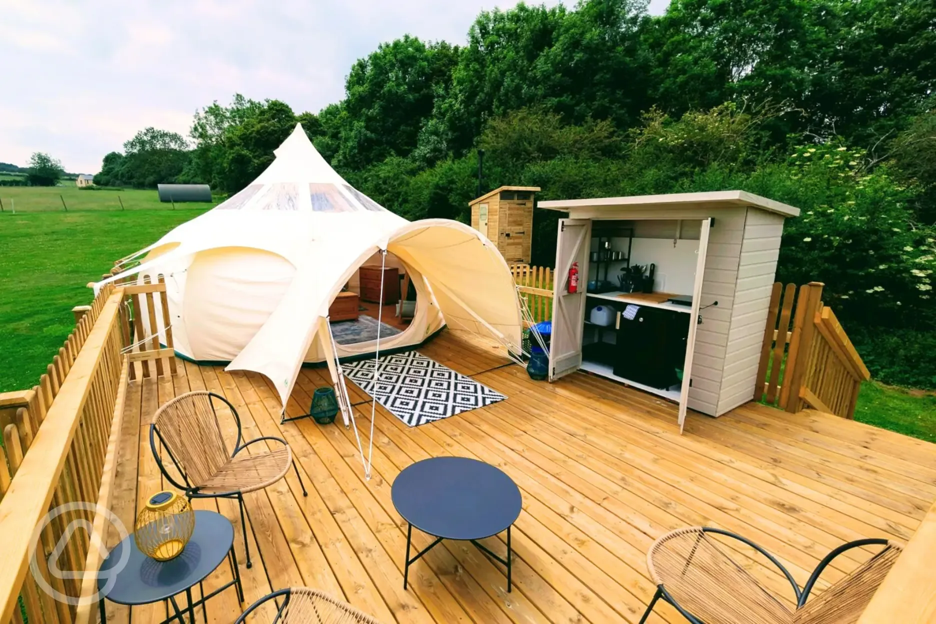 Lotus stargazer bell tent and patio