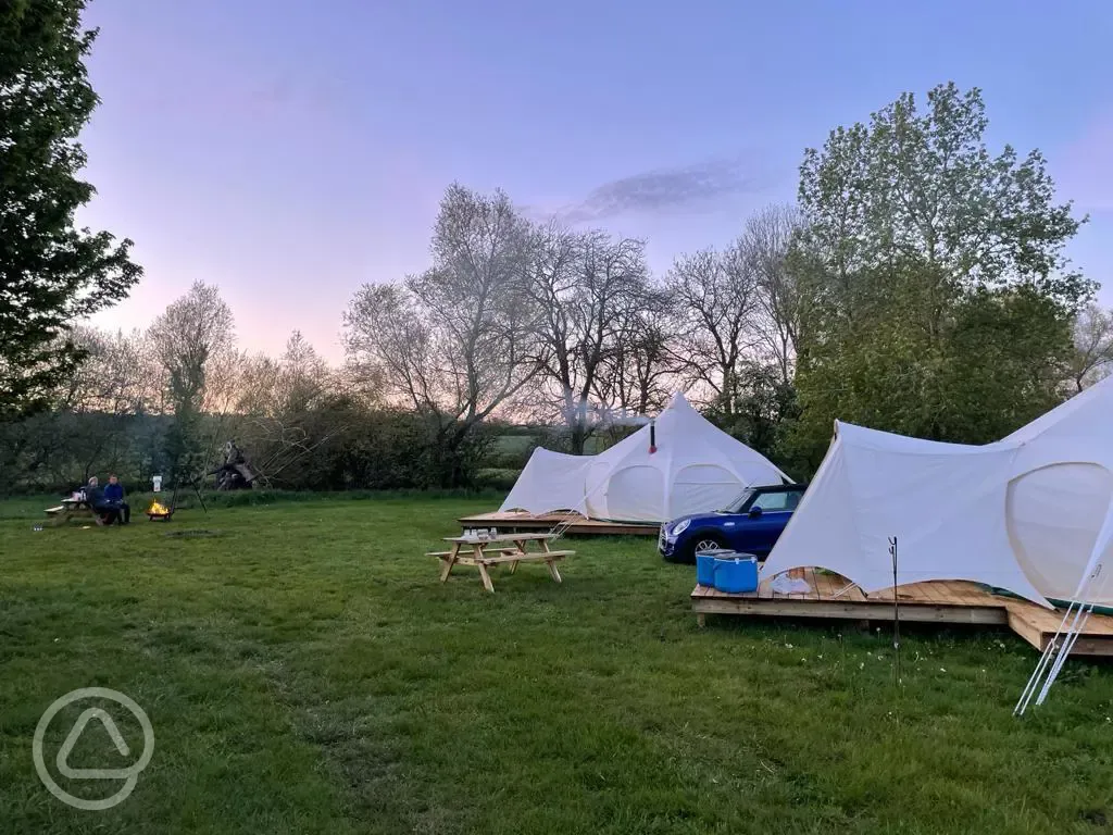 Lotus belle tents at sunset