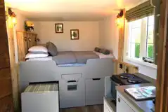 Olive shepherd's hut interior