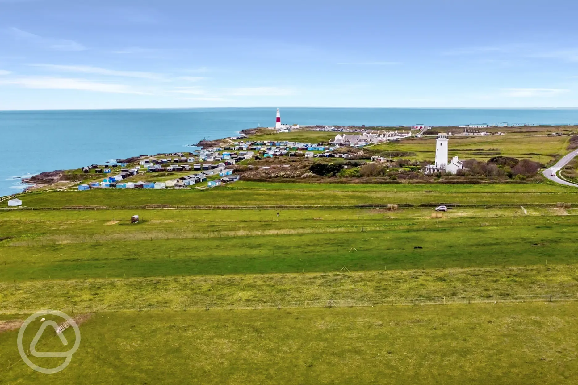 Aerial of the campsite by the coast